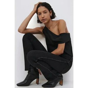NEW- NWT Jonathan Simkhai Black Rhinestone Rae Skinny Jeans Sz 24 & 25